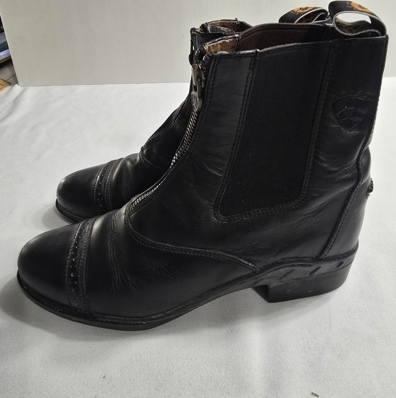 Ariat Devon Zip Paddock Riding Boot Black Leather Size 8.5 - Picture 4 of 9
